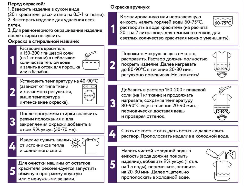 Краситель для ткани 20 г, темно-фиолетовый, Vista-Artista KRG