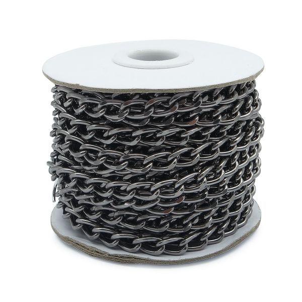 Цепь алюминиевая 11,6х6,7 мм, 10 м, чер.никель