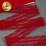 Кружево отделочное в стиле "трикотаж" 40 мм, 150-1, цв.14 красный, 9.14м