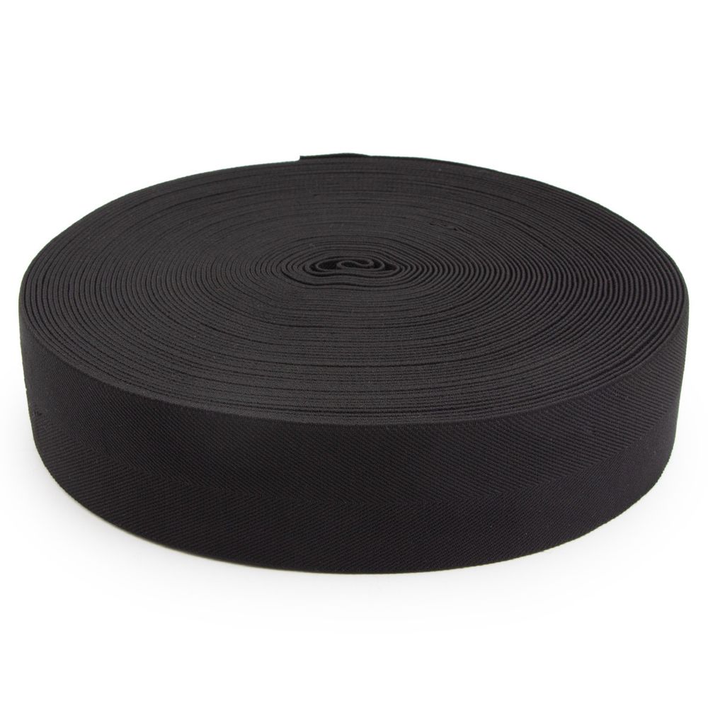 Резинка поясная 60.0 мм / 25 метров, тканая, 58 г/м, эластичность 155%, нейлон/лайкра, черный