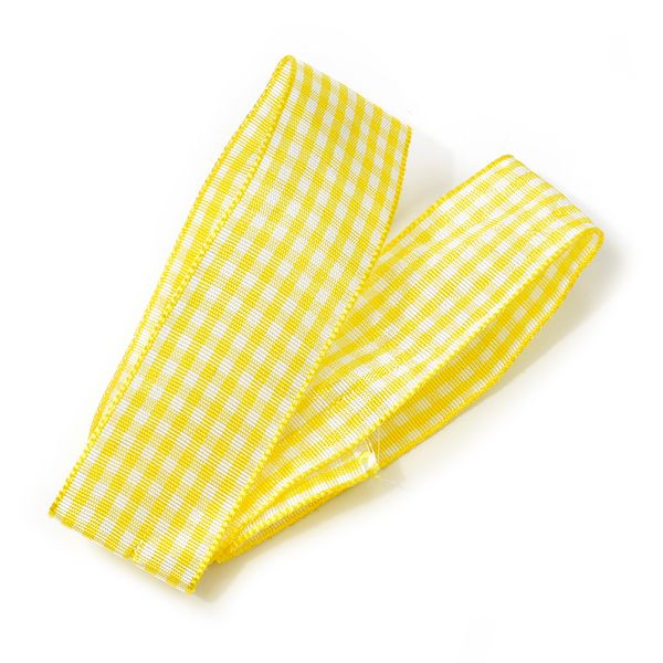 Лента тканевая с рисунком Клетка 25 мм, желтый/белый, уп. 20 м