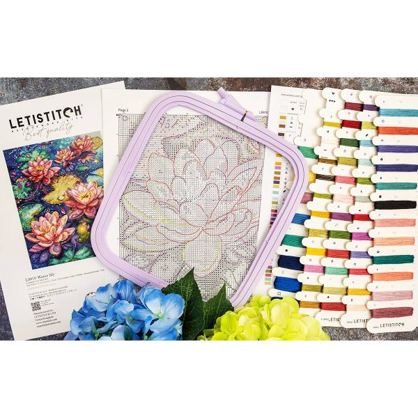Набор для вышивания нитками LetiStitch L9910, Водяная лилия 23х29см