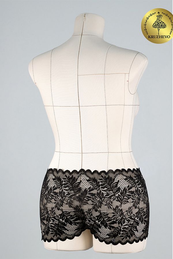 Кружево бельевое эластичное 180 мм / 3 м, TBY.L838, цв.03 черный, Kruzhevo