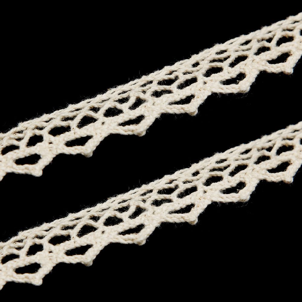 Кружево вязаное (тесьма) хлопковое 10 мм / 9.14 метров, бежевый