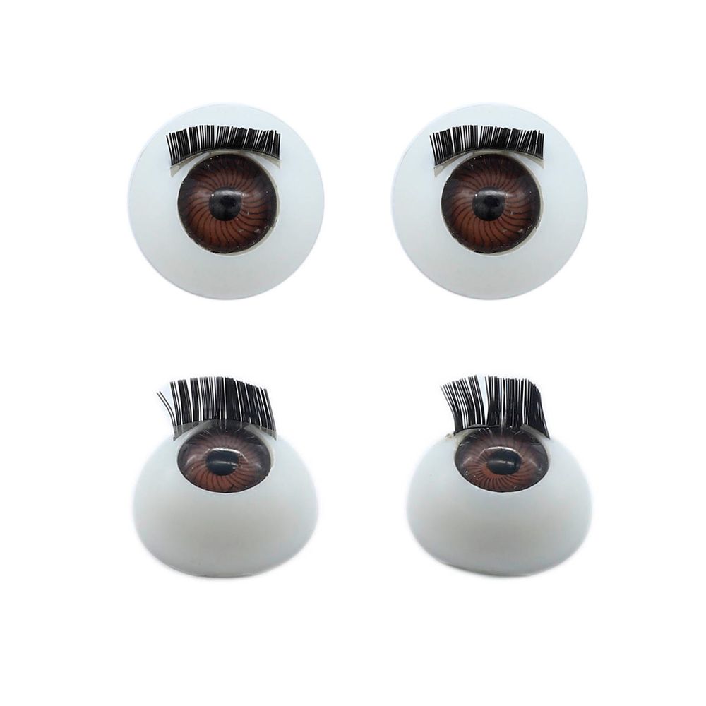 Глаза для кукол и игрушек с ресничками круглые 18 мм, 4 шт в упак, коричневый Глаза для кукол и игрушек с ресничками круглые 18 мм, 4 шт в упак, коричневый