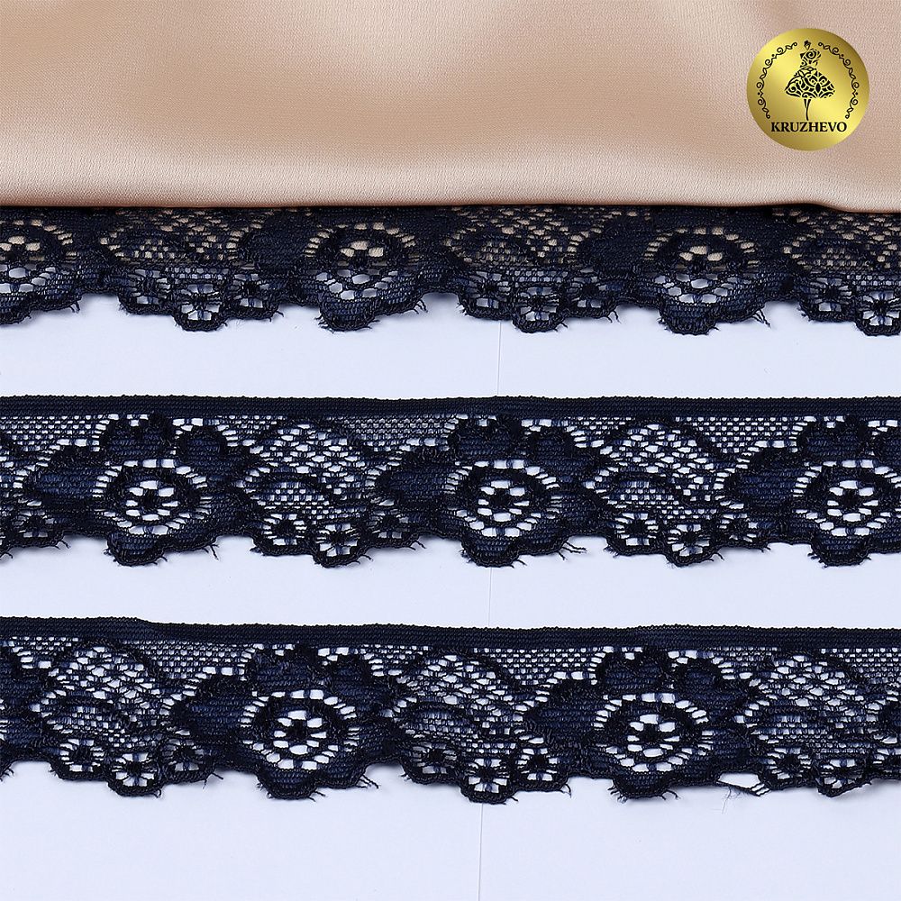 Кружево эластичное (стрейч) 30 мм, L839, цв.S058 синий сапфир уп.50м, Kruzhevo