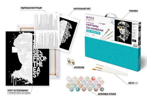 Картина по номерам Фрея PNB/PLB-300, (эффект черного холста) Интерьерный Давид, 50х40 см