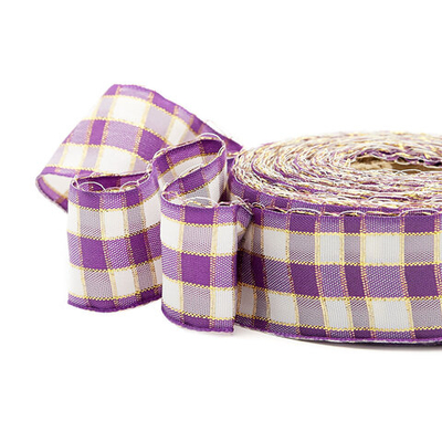 Лента Шотландка с люрексом 30 / 25м (сирень/белый), С3301Г17