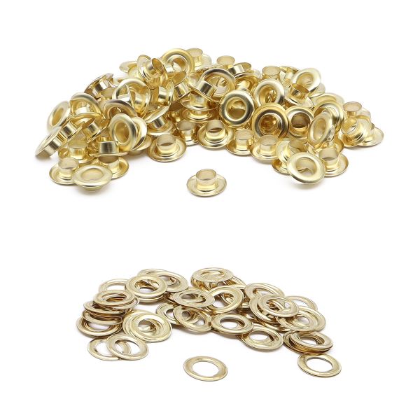 Люверсы металл ⌀_7.3 мм (внутр.), №5, сталь, золото, 100 шт, New Star