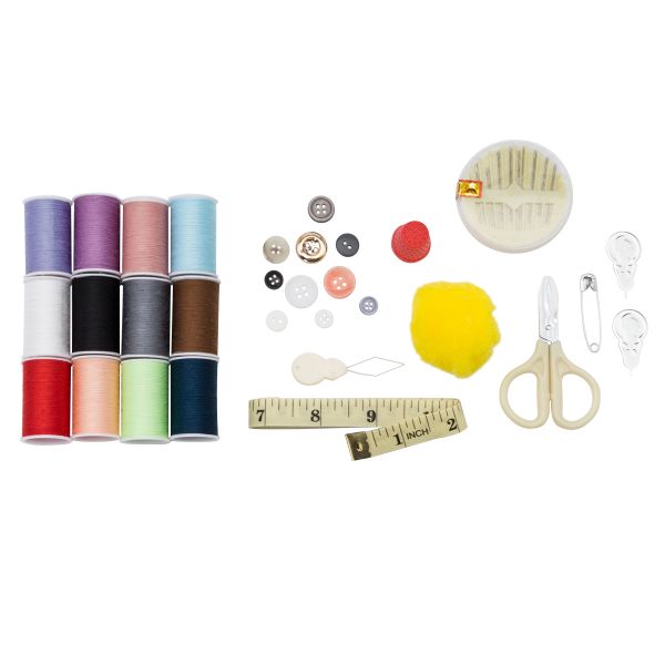 Набор для шитья швейный, дорожный 28 предметов 11х4,5см, бежевый, MTW154