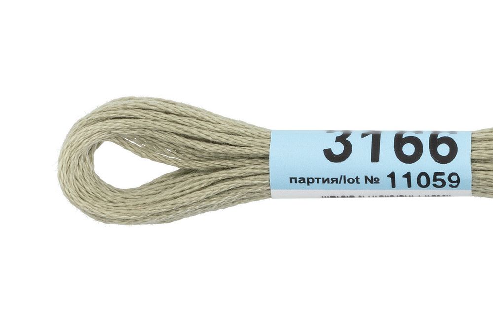 Мулине Gamma 100% хлопок, цв.3166 гр.серый, 24 мотка по 8 метров