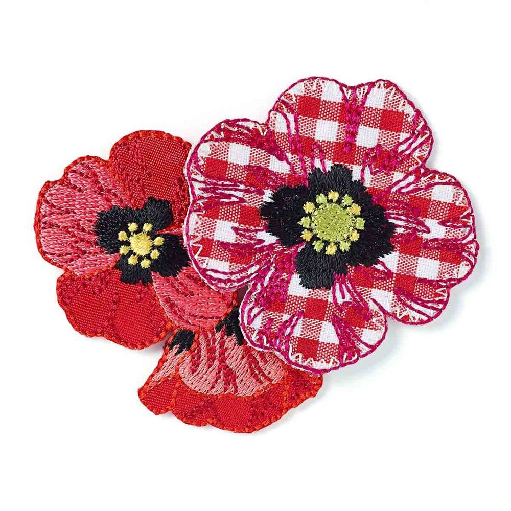 Термоаппликация "Цветы Кантри" красный/белый 1шт, Prym