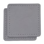 Заплатки пришивные из кожи, квадрат 6см с перфорацией, 2 шт, 100% кожа, 07 серый, 9112