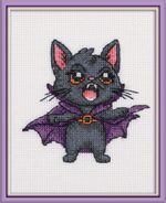 Набор для вышивания нитками Klart 12-071, КотоДракула, 13х13 см