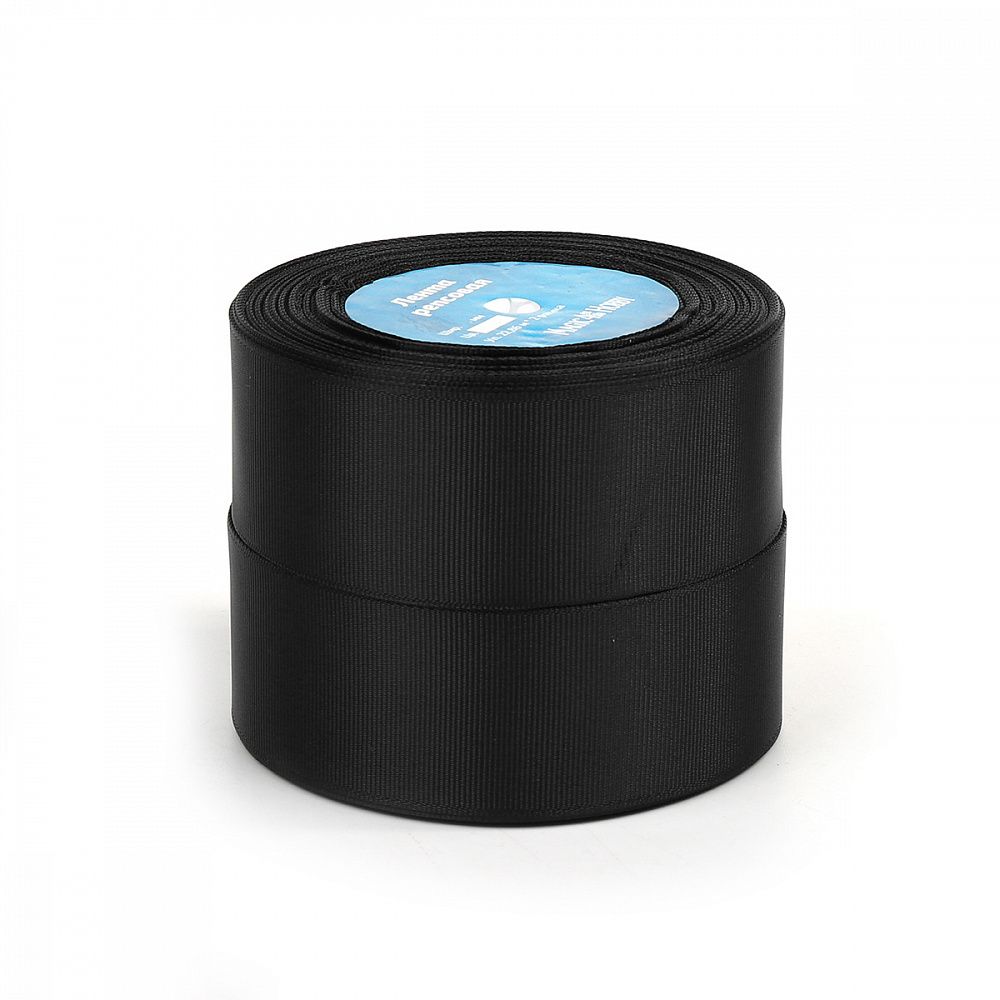 Лента репсовая (в рубчик) 38.0 мм цв.030 черный 2 шт*22.86м (±1м)