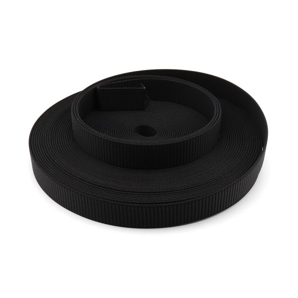 Стропа (ременная лента) 30 мм / 25 метров, толщ. 2.0 мм, [65 г/пог.м], 100% нейлон, черный