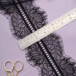 Кружево шантильи (реснички) на сетке 105 мм / 30 метров, черный, 3AR1277