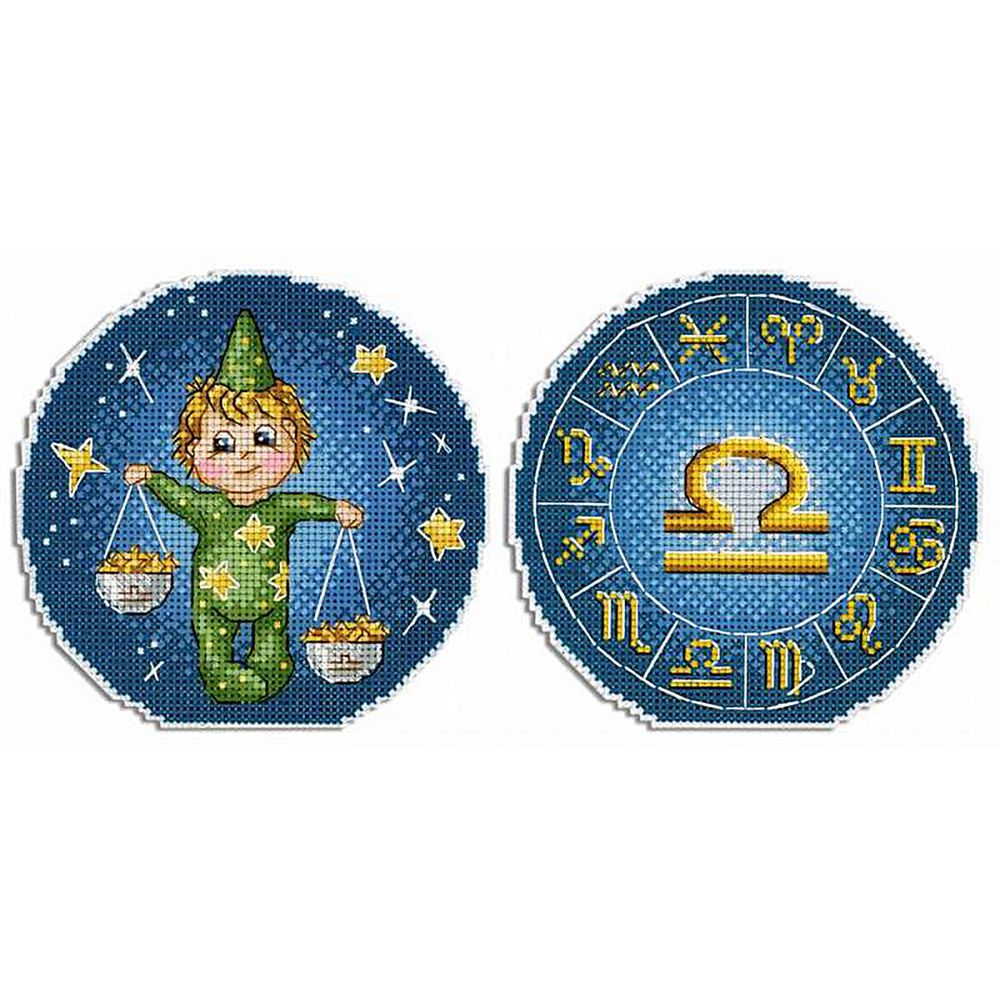 Набор для вышивания нитками МП Студия, Знаки Зодиака. Весы. 12х12см