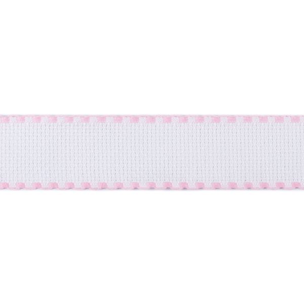 Канва лента Aida 14 ct, 35 мм / 1.5 метра, 5 шт в упак., 100% хлопок, белый/розовый, Gamma KT- 35