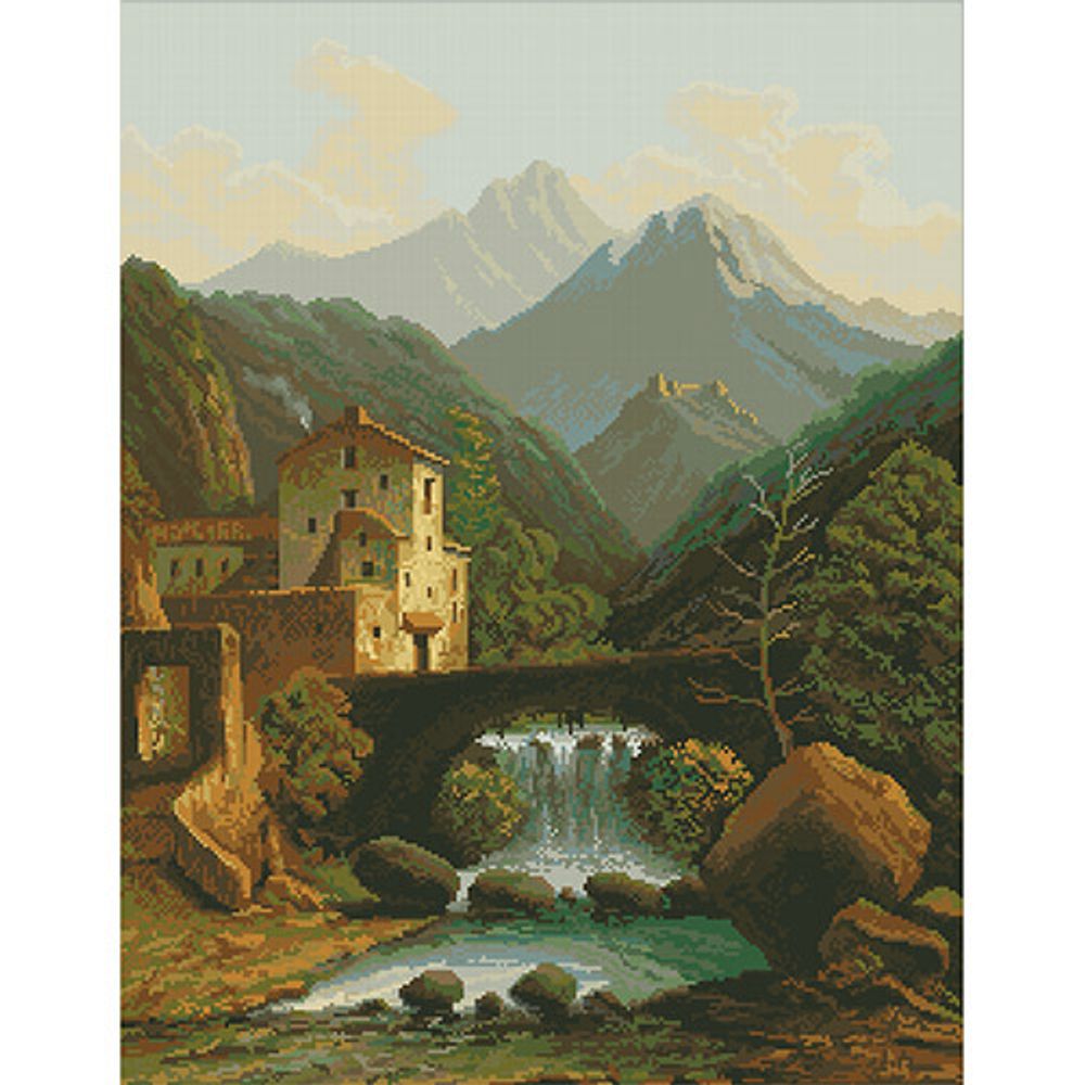 Набор для вышивания нитками Нитекс, Замок в горах 46х60 см, 7700724