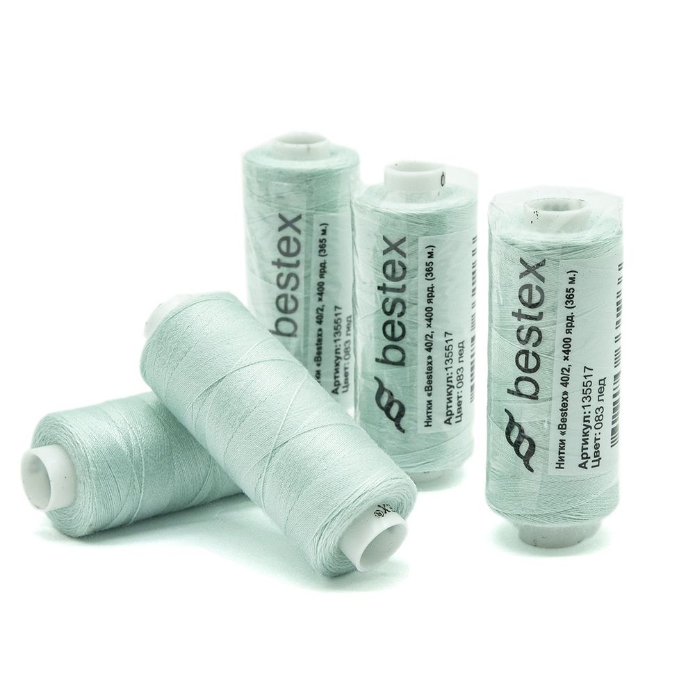 Нитки швейные бытовые Bestex 40/2, 365 м (400 ярд) / 10 кат., 083 ледяная мята