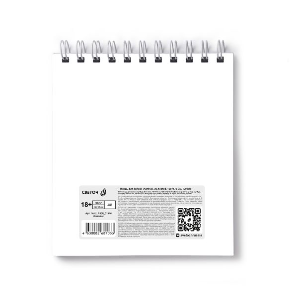 Артбук (Скетчбук), блок крафт - бумага, жесткая подложка, 120 г/м², 166х175 мм, на гребне 30 л. 2 шт, Физалис 01946, Светоч А308