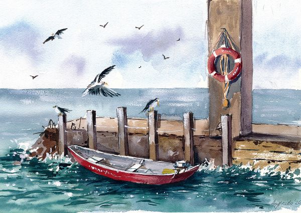 Пазл 1000 элементов, Лодка на причале, PZL-1000/17, Фрея