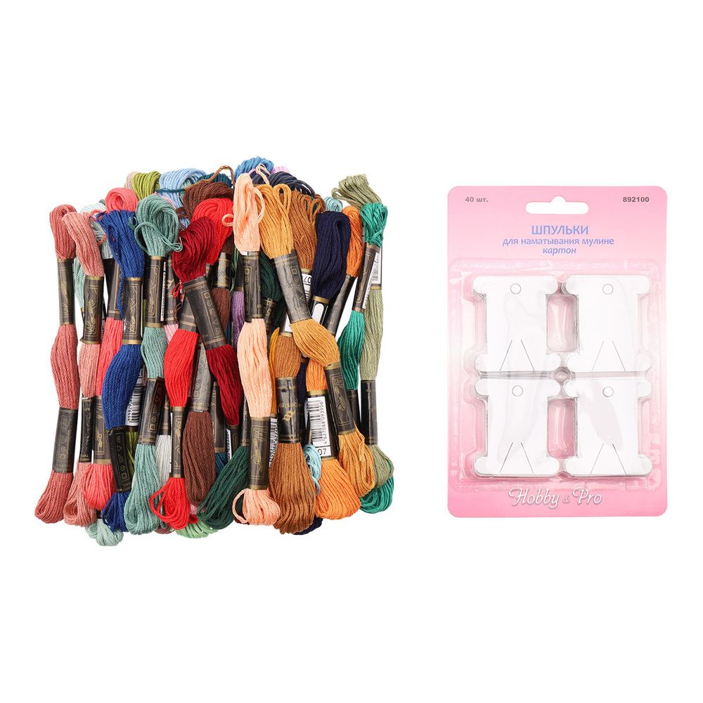 Набор мулине Вышивальная палитра со шпульками, 40 шт, Bestex