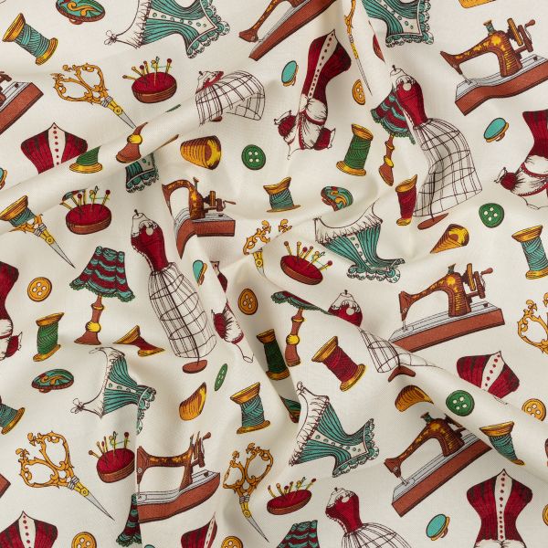 Ткань для пэчворка Peppy Век моды, рулон 112 см / 5 метров, ВМ-15 бежевый, Peppy