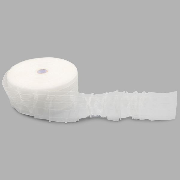 Лента (тесьма) шторная: сборка вафельная (1:3) 80 мм / 50 метров, (2 ряда петель, 4 шнура), C809M прозрачный