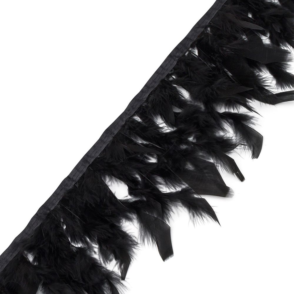 Перья марабу на ленте 100-150 мм / 1 метр, 97 черный, 2AL104