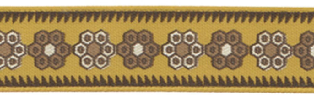 Лента атласная с рисунком 12 мм, 5х3 м, O5/121 орнамент/св.охра, Gamma ALP-123