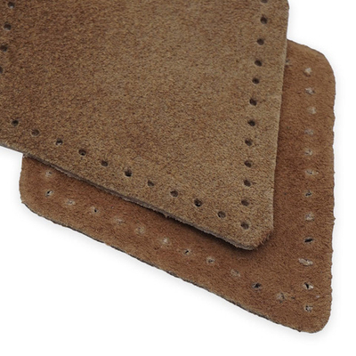 Заплатки пришивные из замши, ромб 6х8,4см с перфорацией, 2 шт, 100% кожа, 32 кэмел, 59115