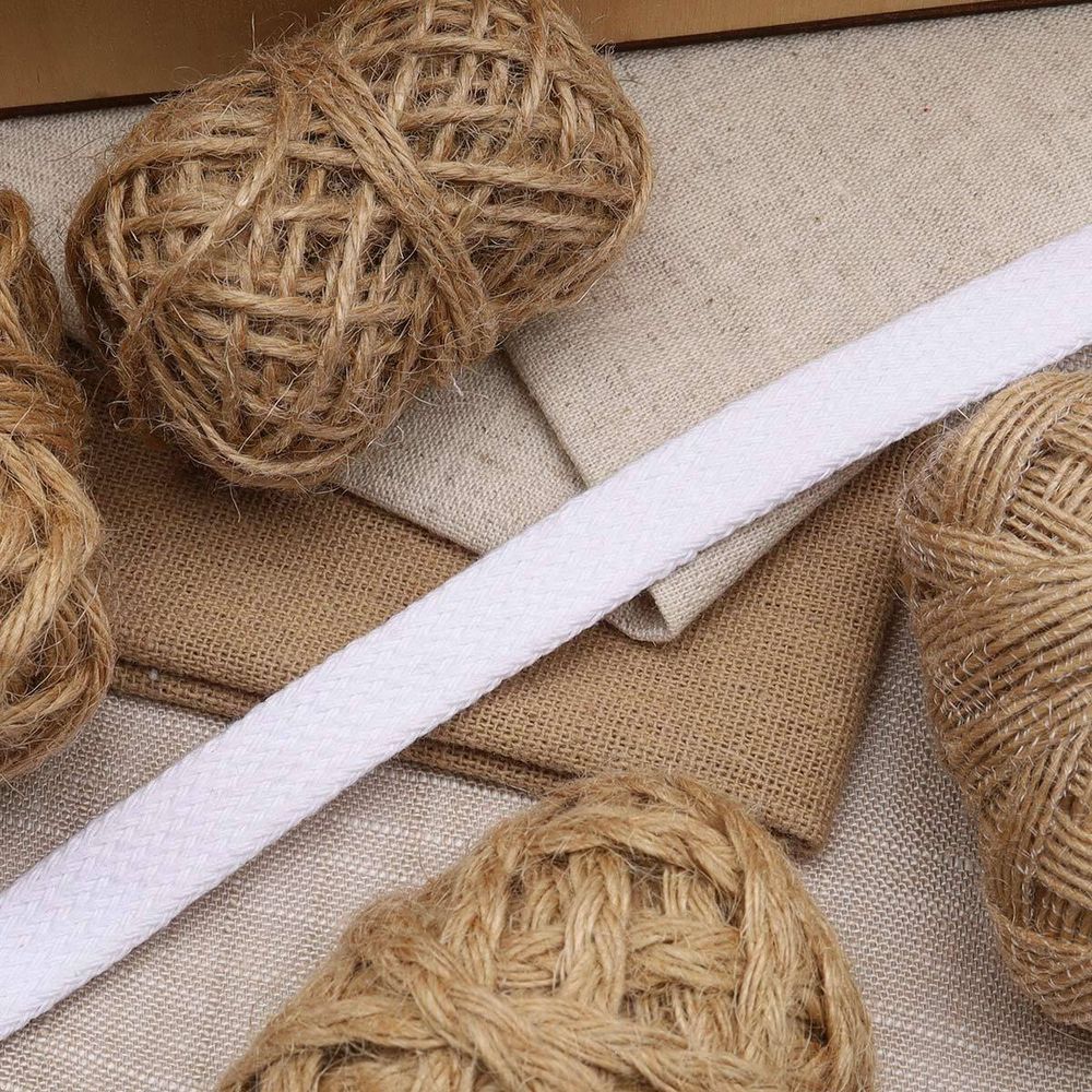 Шнур плоский плетеный х/б ⌀15.0 мм / 75 метров, (ГР) 01 белый, 07-4300