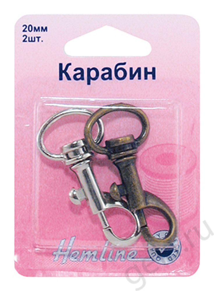 Карабин металл 20 мм, 02, 10 шт, Hemline /TOS/