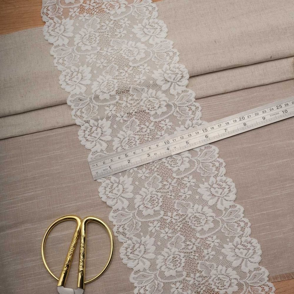 Кружево бельевое эластичное 150 мм / 13.7 метров, белый, 3AR1269
