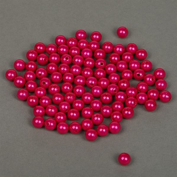 Бусины пластик (перламутр) ⌀10 мм, цв.014 малина, уп.500г (960 шт), Magic4Hobby