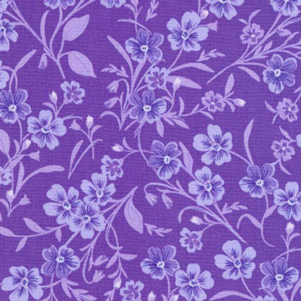 Ткань для пэчворка Peppy Wildflowers, отрез 50х50 см, 122 г/м², FLH-20291-6 PURPLE, Robert Kaufman