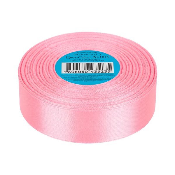 Лента атласная 1-сторонняя 25.0 мм / 33±2 метра, 005 розовый, Gamma