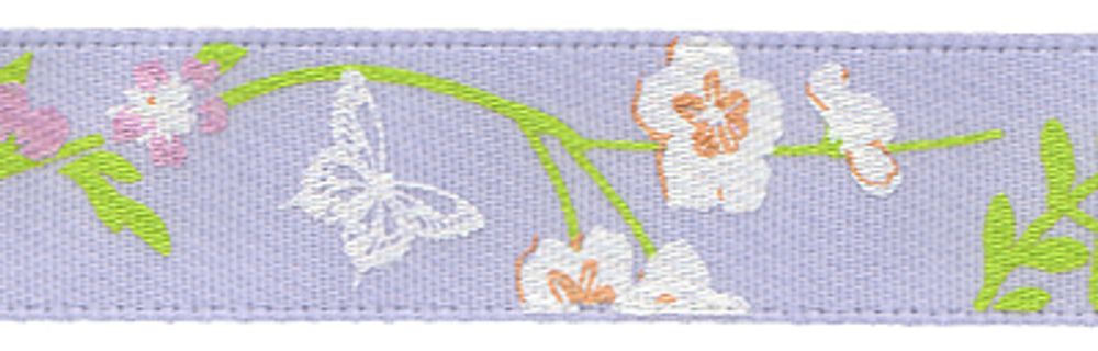 Лента атласная с рисунком 12 мм, 22.8 м, F9/081 Цветы/св.фиолетовый, Gamma ALP-124