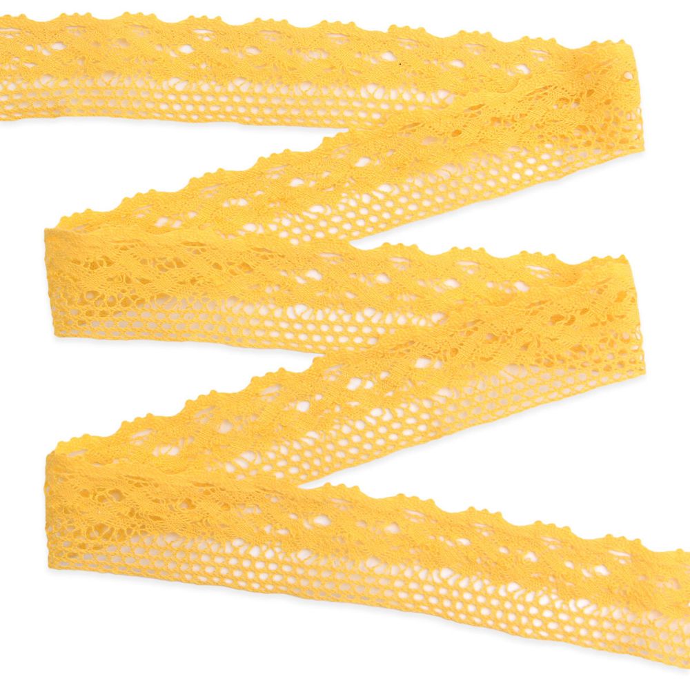 Кружево вязаное (тесьма) 33 мм / 5 метров, CL-091, JD013 желтый