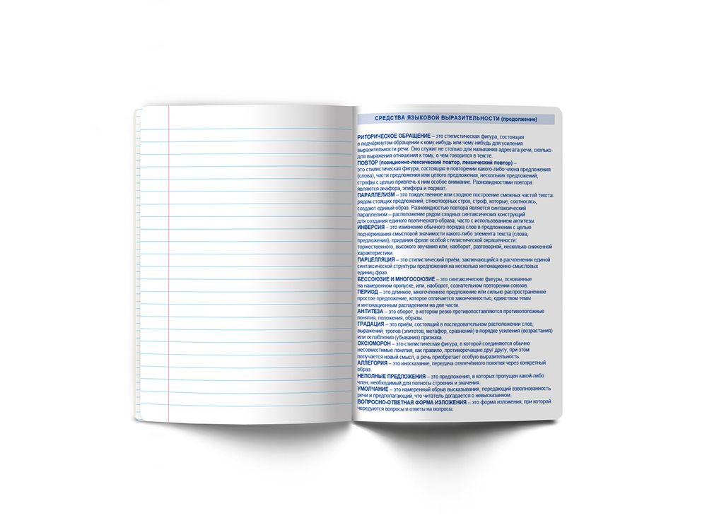 Тетрадь со справочным материалом Без фильтров, A5+ 48 л. на скобе 60 г/м², белизна 90%, 10 шт, линия, 00845 Литература, Светоч 48Т0