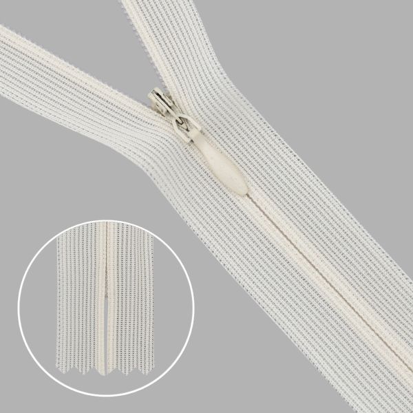 Молния потайная (скрытая) Т3 (3 мм) 1 зам., н/раз., 20 см, нейлон, F306 св.бежевый, 10 шт