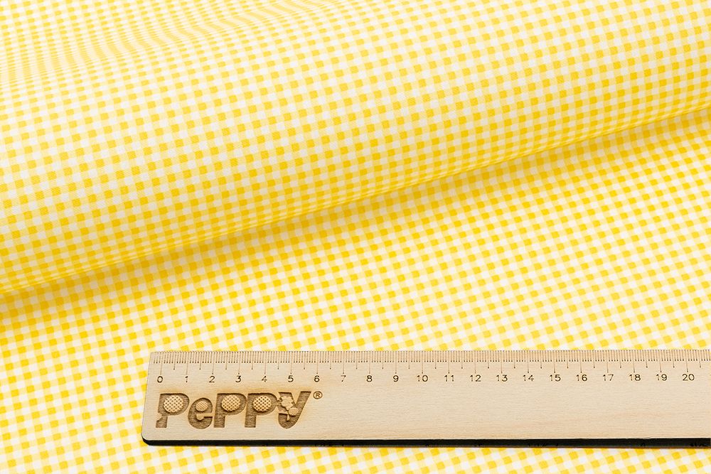 Ткань для пэчворка Peppy Бабушкин сундучок, отрез 50х55 см, 140 г/м², БС-47 клетка бл. желтый, Peppy
