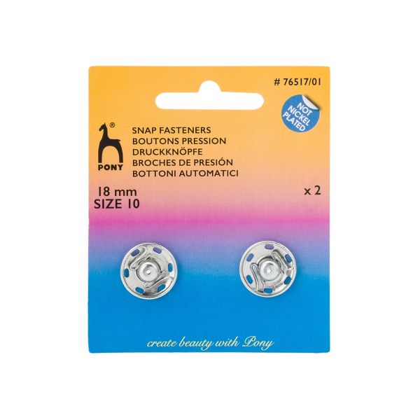 Кнопки пришивные металл 18 мм, серебристый, без никеля, 2 шт, Pony, 76517/01
