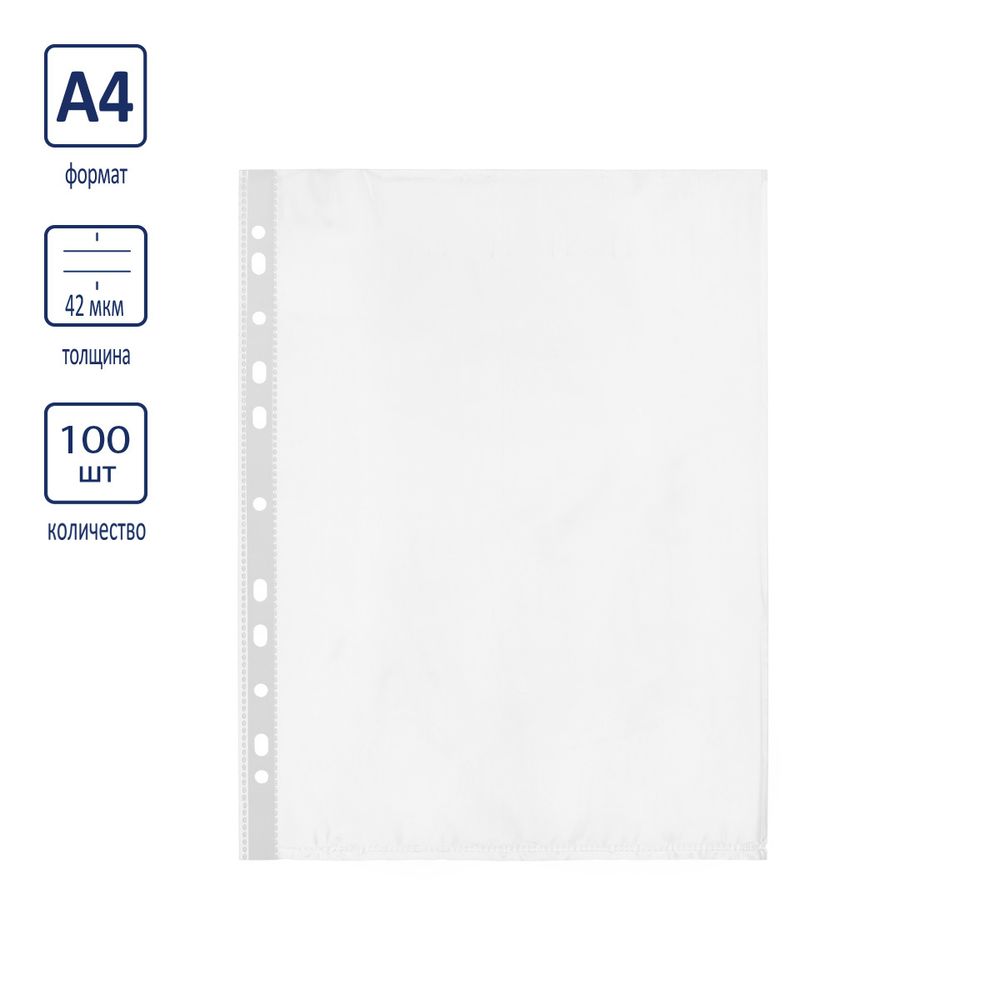 Файл-вкладыш А4 42 мкр. глянц., 100 шт, Classic, прозрачный, Expert Complete