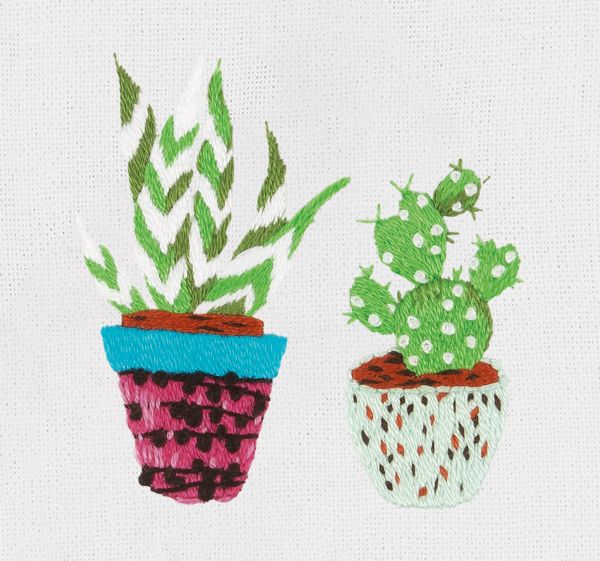 Набор для вышивания нитками Panna, Живая картина, Суккулент и кактус, 3х6 см, 2,5х4,5 см