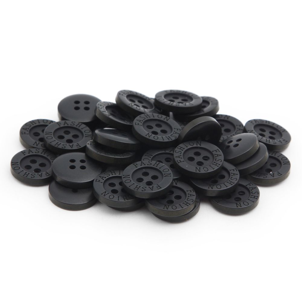 Пуговицы 4 прокола 24L (15мм), (Black (черный)), 36 шт, 615029-1