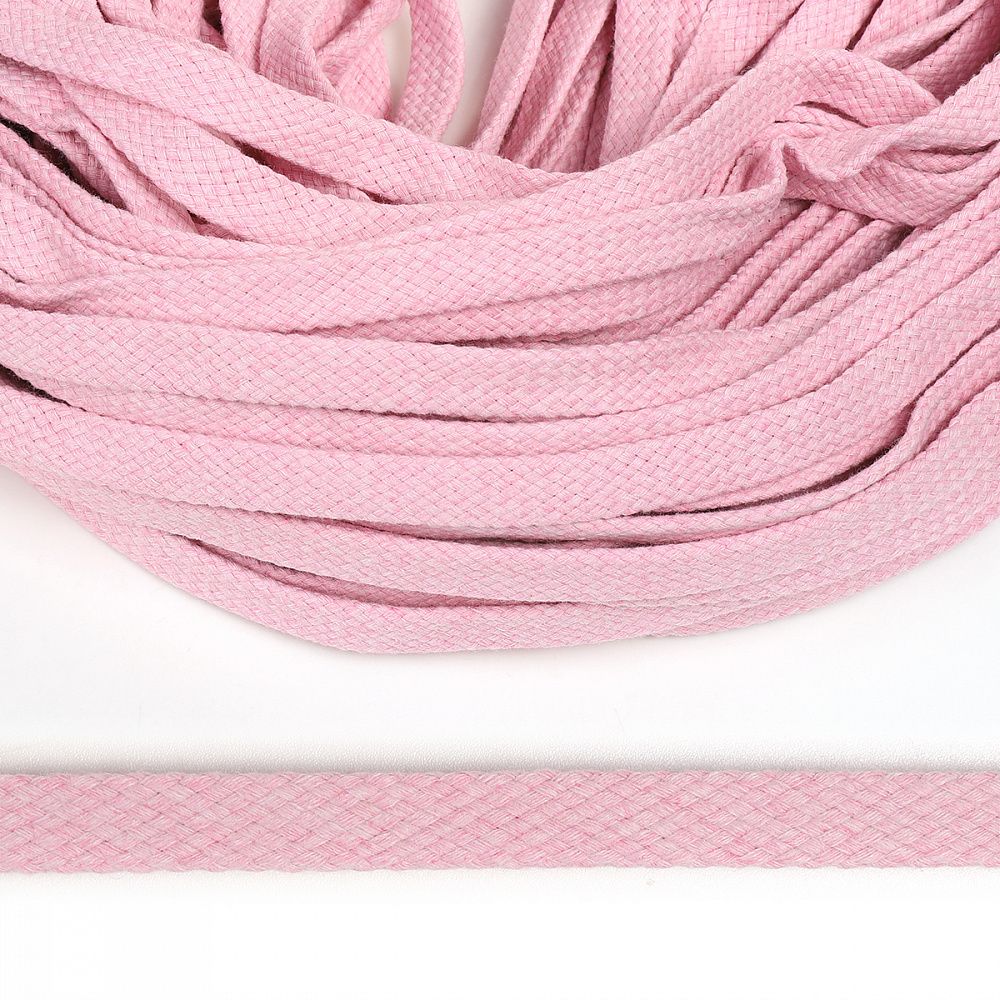 Шнур плоский плетеный х/б 12.0 мм / 50 метров, турецкое плетение TW цв.010 розовый