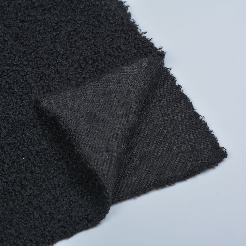 Мех трикотажный 280 г/м², шир.165см, цв.черный, 20м /TOS/